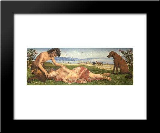 A Satyr Mourning Over A Nymph 20x24 Black Modern Wood Framed Art Print Poster by Cosimo, Piero di