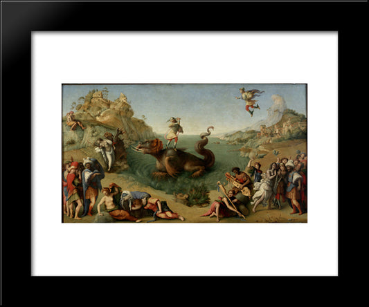 Perseus Rescuing Andromeda 20x24 Black Modern Wood Framed Art Print Poster by Cosimo, Piero di
