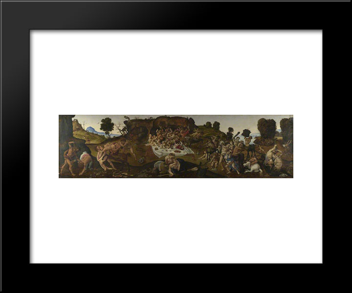 The Fight Between The Lapiths And The Centaurs 20x24 Black Modern Wood Framed Art Print Poster by Cosimo, Piero di