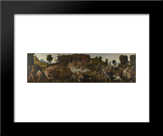 The Fight Between The Lapiths And The Centaurs 20x24 Black Modern Wood Framed Art Print Poster by Cosimo, Piero di