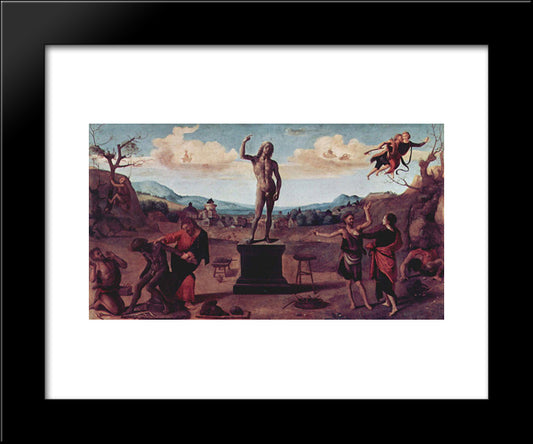The Myth Of Prometheus 20x24 Black Modern Wood Framed Art Print Poster by Cosimo, Piero di