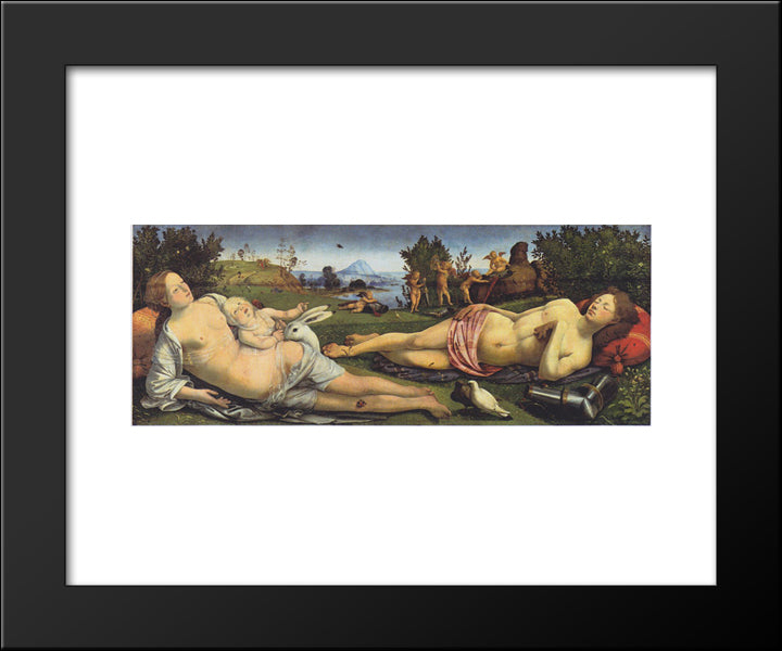 Venus, Mars, And Cupid 20x24 Black Modern Wood Framed Art Print Poster by Cosimo, Piero di