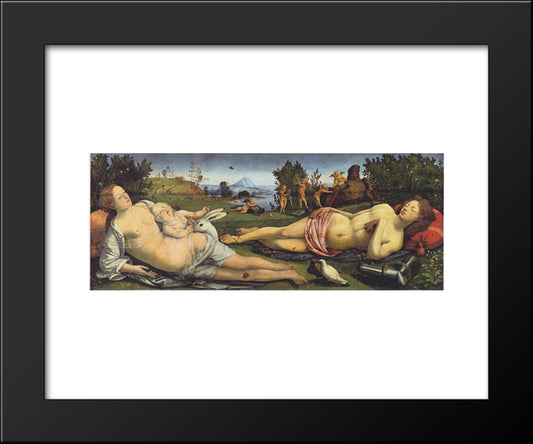 Venus, Mars, And Cupid 20x24 Black Modern Wood Framed Art Print Poster by Cosimo, Piero di