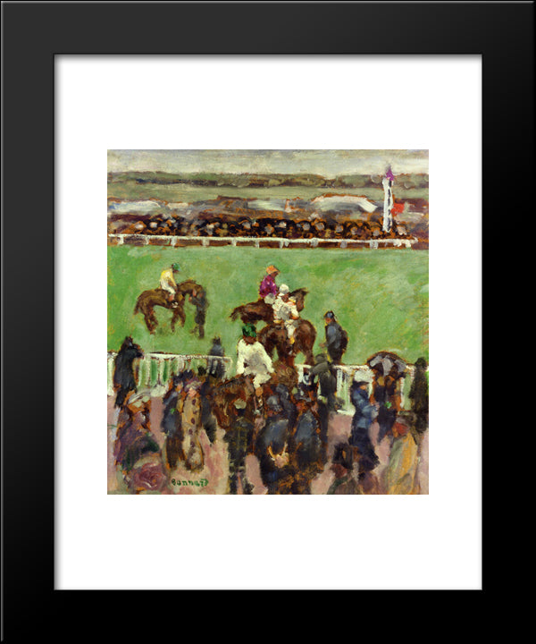 At The Races, Longchamp 20x24 Black Modern Wood Framed Art Print Poster by Bonnard, Pierre