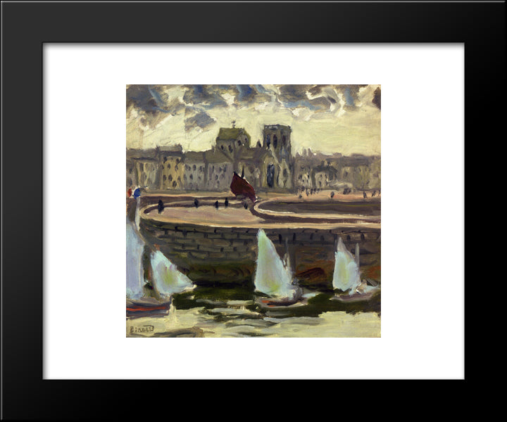 Boats In Port At Low Tide 20x24 Black Modern Wood Framed Art Print Poster by Bonnard, Pierre