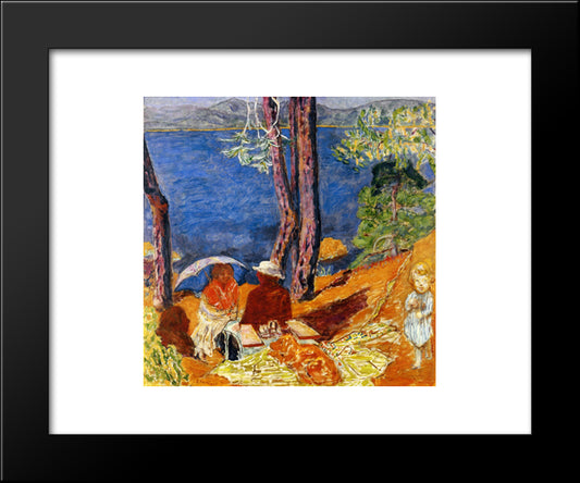 By The Sea, Under The Pines 20x24 Black Modern Wood Framed Art Print Poster by Bonnard, Pierre