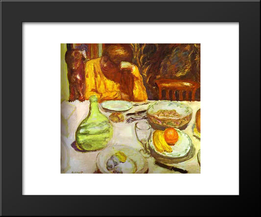 Carafe, Marthe Bonnard With Her Dog 20x24 Black Modern Wood Framed Art Print Poster by Bonnard, Pierre