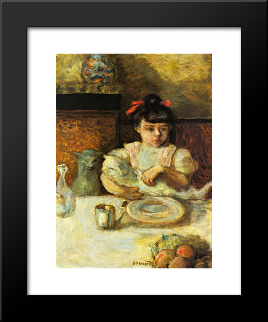 Child And Cats 20x24 Black Modern Wood Framed Art Print Poster by Bonnard, Pierre