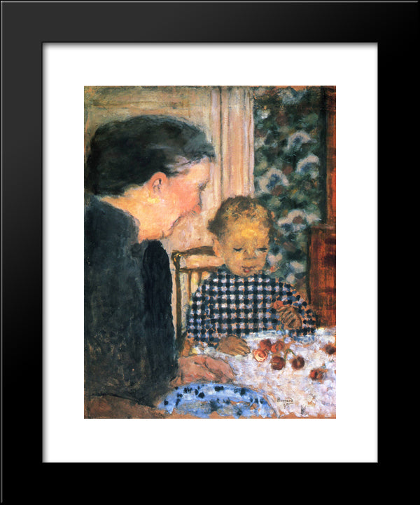 Child Eating Cherries 20x24 Black Modern Wood Framed Art Print Poster by Bonnard, Pierre