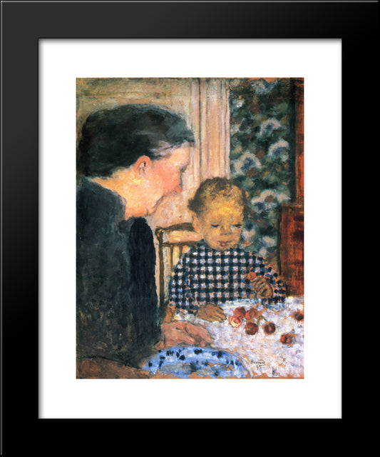 Child Eating Cherries 20x24 Black Modern Wood Framed Art Print Poster by Bonnard, Pierre