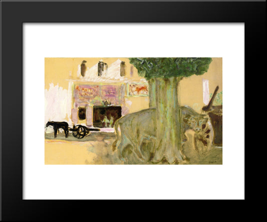 Cow Behind A Tree 20x24 Black Modern Wood Framed Art Print Poster by Bonnard, Pierre