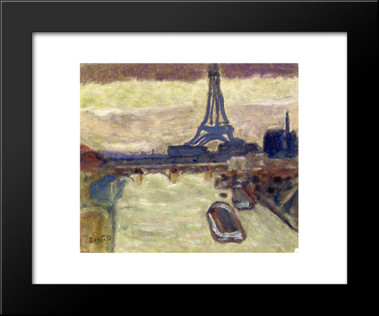 Eiffel Tower And The Seine 20x24 Black Modern Wood Framed Art Print Poster by Bonnard, Pierre
