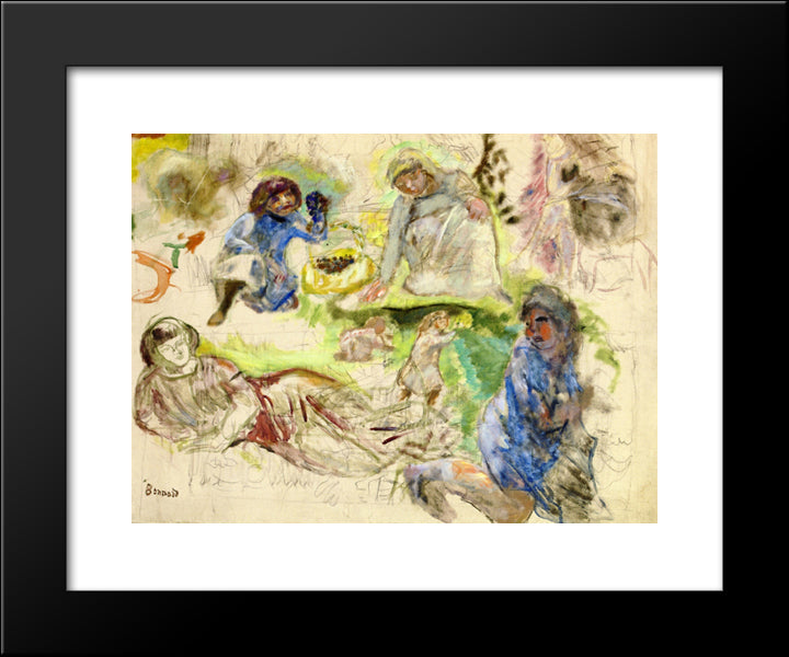 Figure Studies For Le Printemps 20x24 Black Modern Wood Framed Art Print Poster by Bonnard, Pierre