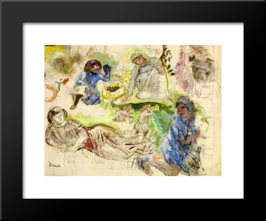 Figure Studies For Le Printemps 20x24 Black Modern Wood Framed Art Print Poster by Bonnard, Pierre