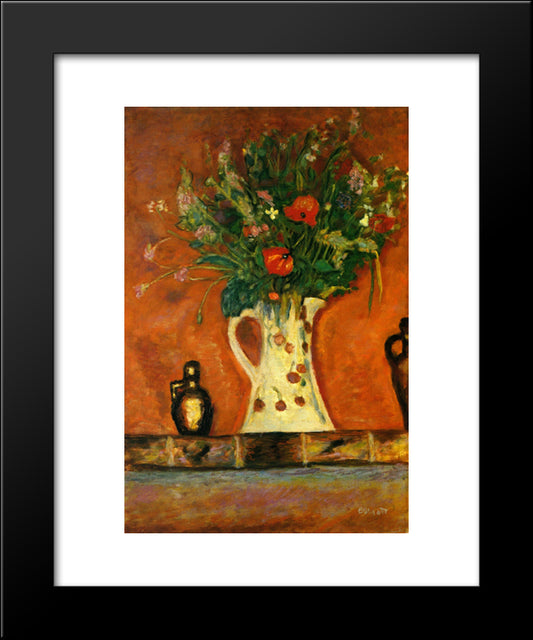 Flowers On A Mantlepiece 20x24 Black Modern Wood Framed Art Print Poster by Bonnard, Pierre