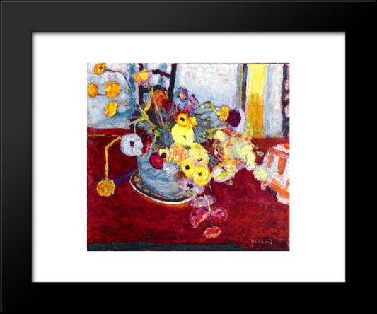 Flowers On A Red Carpet 20x24 Black Modern Wood Framed Art Print Poster by Bonnard, Pierre