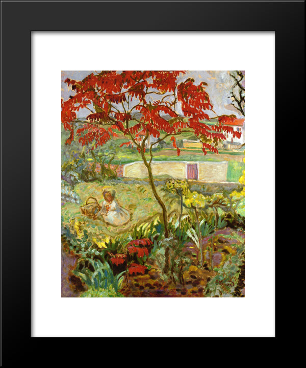 Garden With Red Tree 20x24 Black Modern Wood Framed Art Print Poster by Bonnard, Pierre