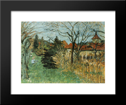 Girl With A Dog In The Park At Grand Lemps (Also Known As Dauphine) 20x24 Black Modern Wood Framed Art Print Poster by Bonnard, Pierre