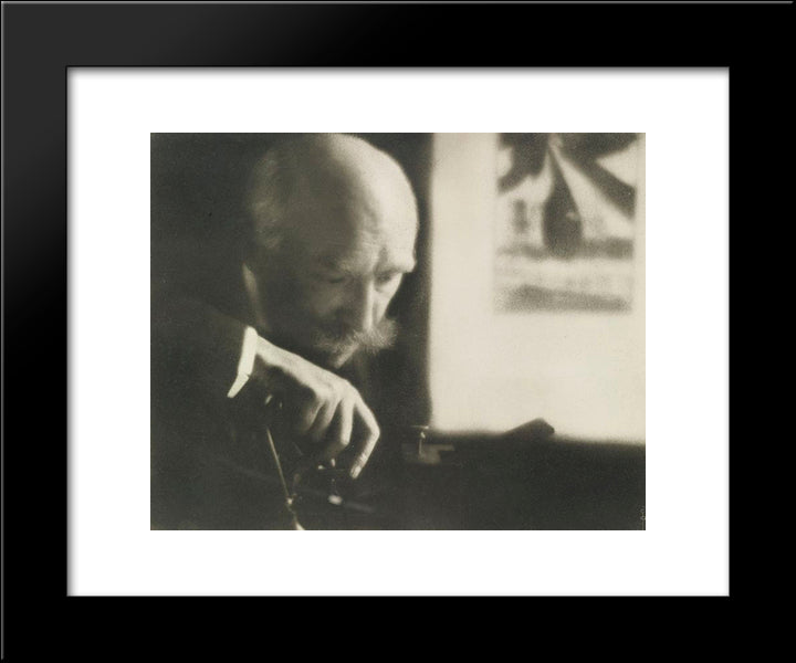Self-Portrait Of Dubreuil 20x24 Black Modern Wood Framed Art Print Poster by Dubreuil, Pierre
