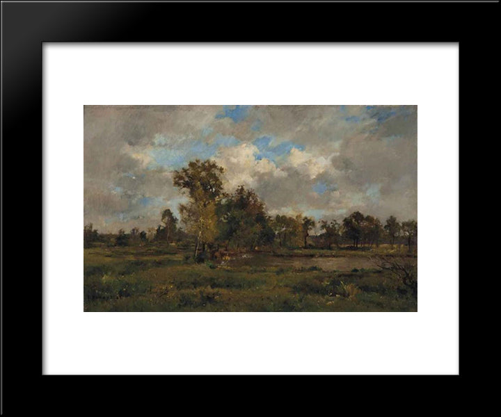 A Lake In A Clearing 20x24 Black Modern Wood Framed Art Print Poster by Damoye, Pierre Emmanuel