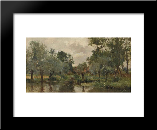 The Village Pond 20x24 Black Modern Wood Framed Art Print Poster by Damoye, Pierre Emmanuel