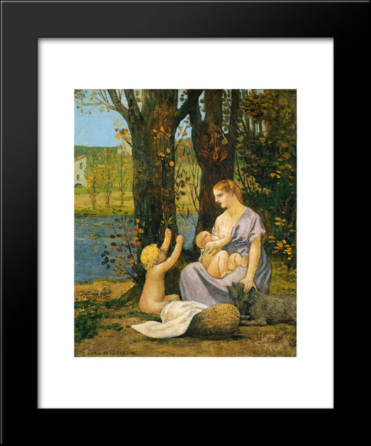 Allegory Of Charity 20x24 Black Modern Wood Framed Art Print Poster by Puvis de Chavannes, Pierre