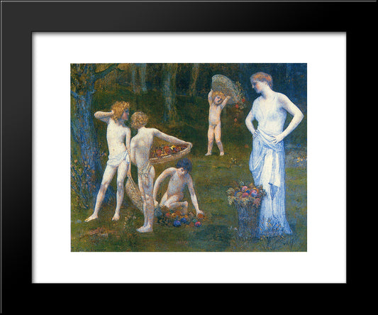 Children In An Orchard 20x24 Black Modern Wood Framed Art Print Poster by Puvis de Chavannes, Pierre