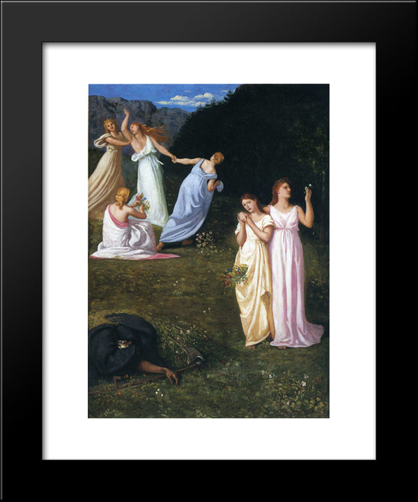 Death And The Maidens 20x24 Black Modern Wood Framed Art Print Poster by Puvis de Chavannes, Pierre