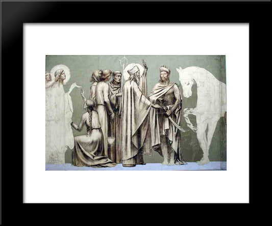 Fresco For The Decoration Of The Pantheon Saints 20x24 Black Modern Wood Framed Art Print Poster by Puvis de Chavannes, Pierre