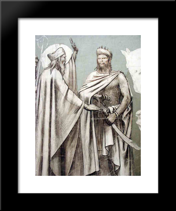 Fresco For The Decoration Of The Pantheon Saints (Detail) 20x24 Black Modern Wood Framed Art Print Poster by Puvis de Chavannes, Pierre