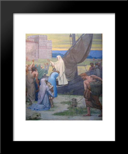 Life Of St. Genevieve 20x24 Black Modern Wood Framed Art Print Poster by Puvis de Chavannes, Pierre