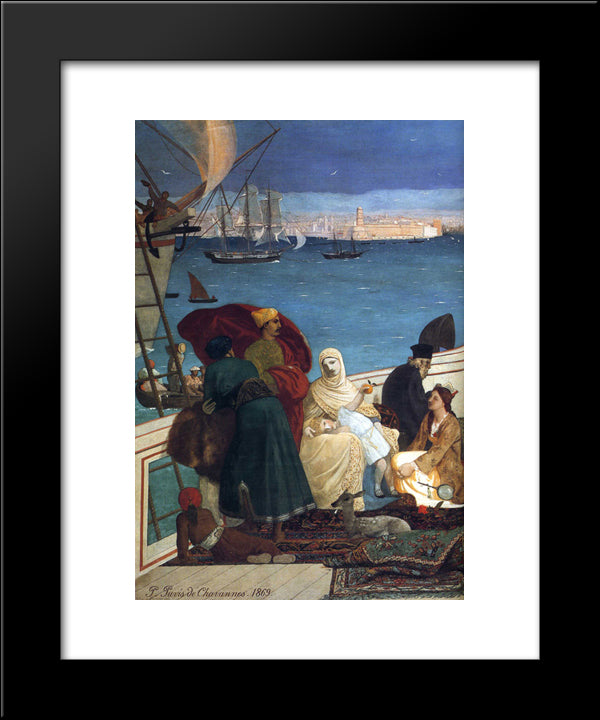 Marseilles, Gate To The Orient (Detail) 20x24 Black Modern Wood Framed Art Print Poster by Puvis de Chavannes, Pierre