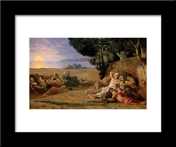 Sleeping 20x24 Black Modern Wood Framed Art Print Poster by Puvis de Chavannes, Pierre