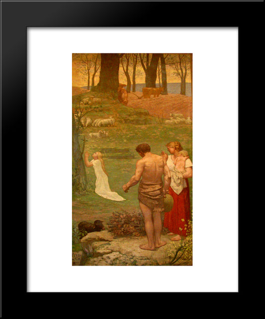 St. Genevieve As A Child In Prayer 20x24 Black Modern Wood Framed Art Print Poster by Puvis de Chavannes, Pierre