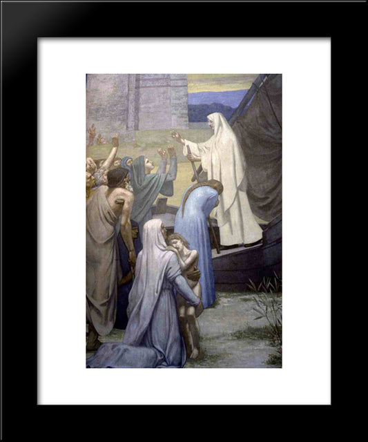 St. Genevieve Bringing Supplies To The City Of Paris After The Siege 20x24 Black Modern Wood Framed Art Print Poster by Puvis de Chavannes, Pierre