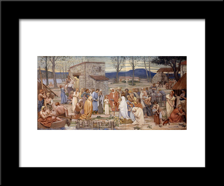 The Childhood Of Saint Genevieve 20x24 Black Modern Wood Framed Art Print Poster by Puvis de Chavannes, Pierre