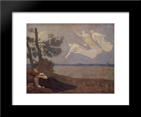 The Dream In His Sleep He Saw Love, Glory And Wealth Appear To Him 20x24 Black Modern Wood Framed Art Print Poster by Puvis de Chavannes, Pierre