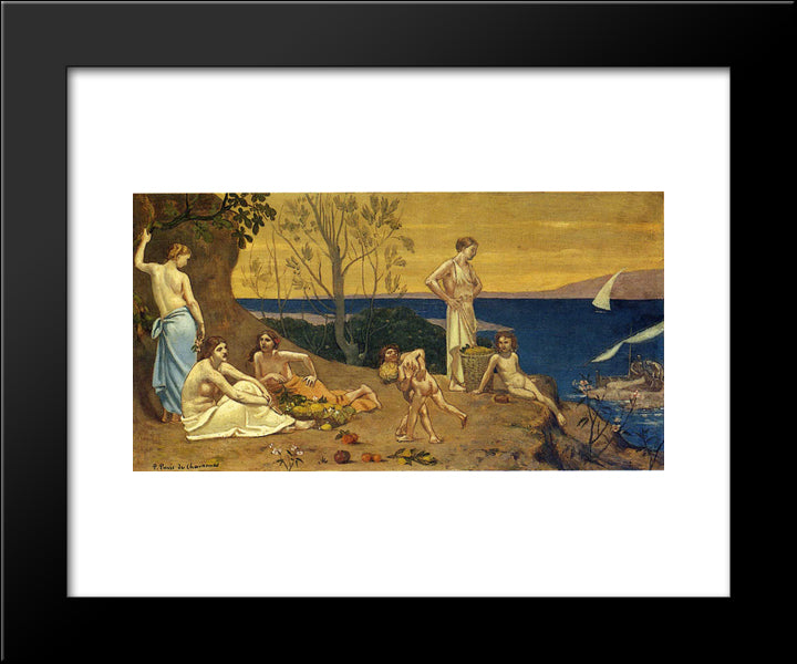 The Happy Land 20x24 Black Modern Wood Framed Art Print Poster by Puvis de Chavannes, Pierre