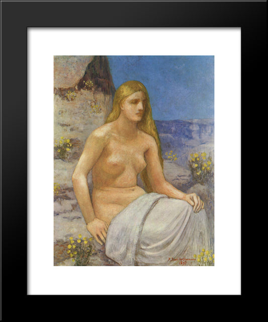 The Penitent Magdalen 20x24 Black Modern Wood Framed Art Print Poster by Puvis de Chavannes, Pierre