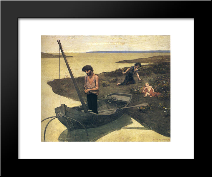 The Poor Fisherman 20x24 Black Modern Wood Framed Art Print Poster by Puvis de Chavannes, Pierre