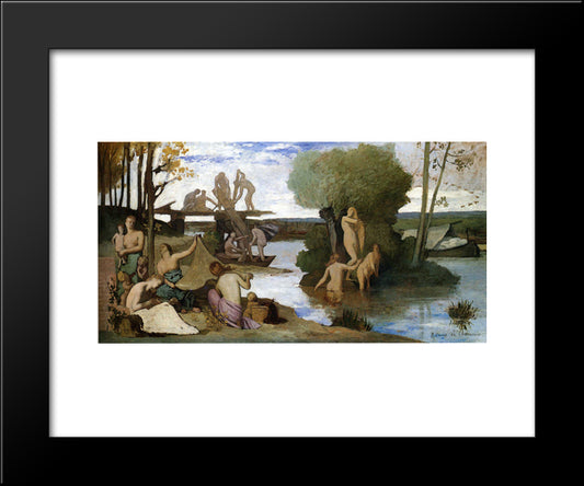 The River 20x24 Black Modern Wood Framed Art Print Poster by Puvis de Chavannes, Pierre