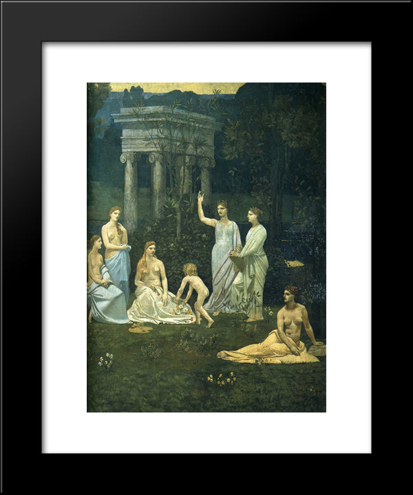 The Sacred Wood Cherished By The Arts And The Muses (Detail) 20x24 Black Modern Wood Framed Art Print Poster by Puvis de Chavannes, Pierre