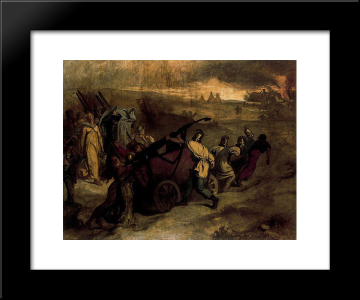 The Village Firemen 20x24 Black Modern Wood Framed Art Print Poster by Puvis de Chavannes, Pierre