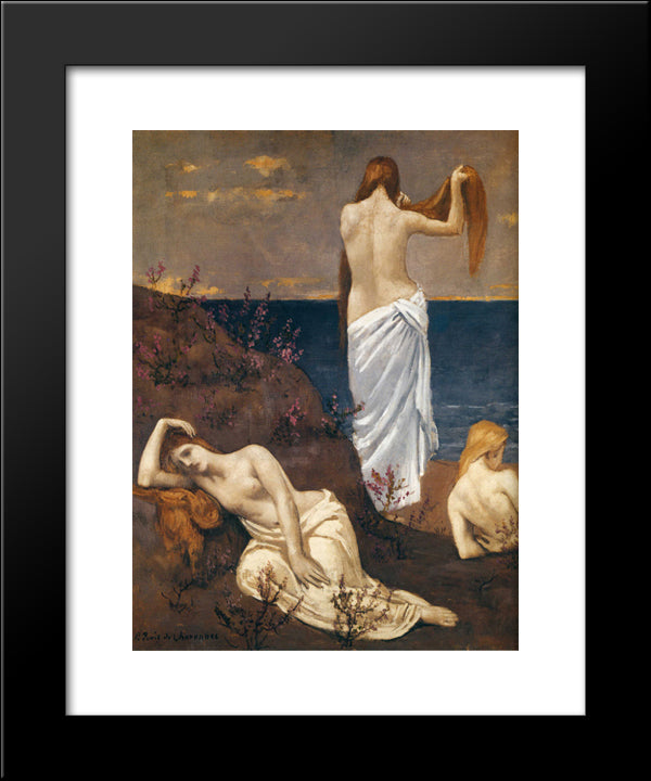 Young Girls By The Sea 20x24 Black Modern Wood Framed Art Print Poster by Puvis de Chavannes, Pierre