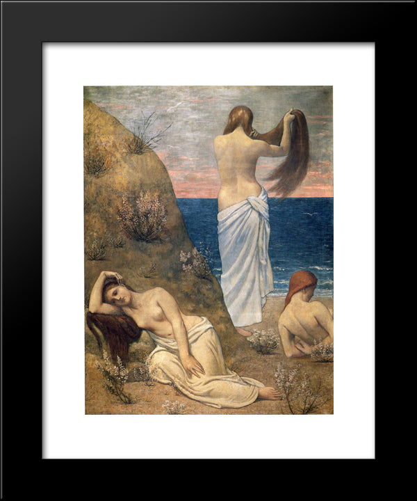 Young Girls On The Edge Of The Sea 20x24 Black Modern Wood Framed Art Print Poster by Puvis de Chavannes, Pierre