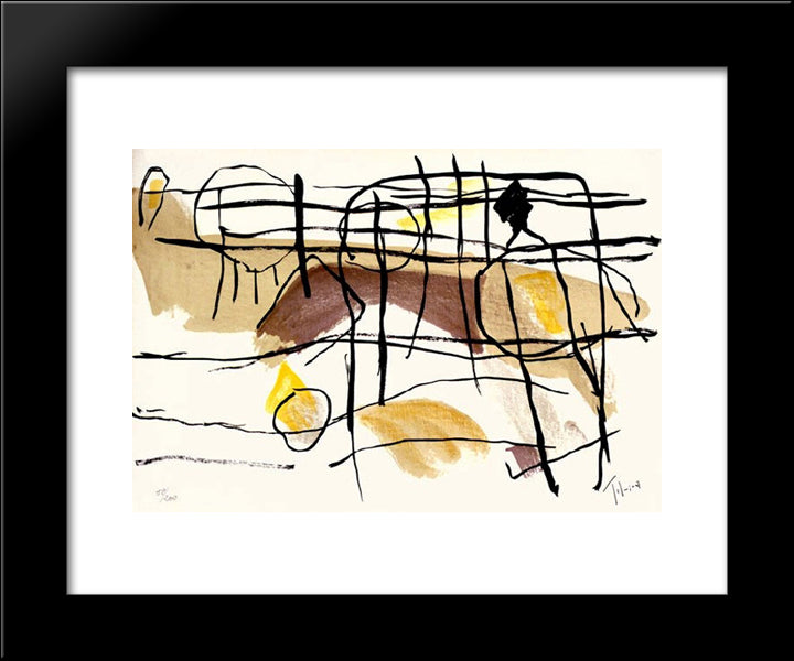 Age De Fer Ii 20x24 Black Modern Wood Framed Art Print Poster by Tal Coat, Pierre