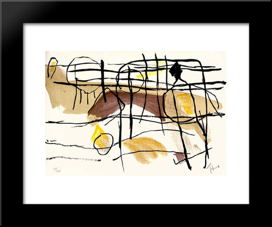 Age De Fer Ii 20x24 Black Modern Wood Framed Art Print Poster by Tal Coat, Pierre