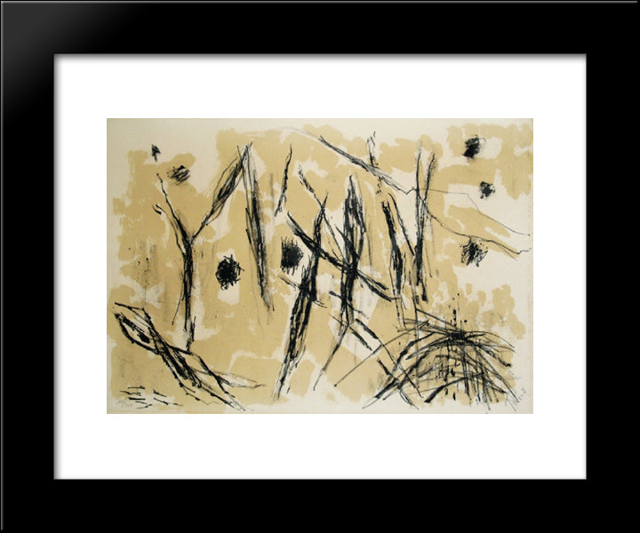 Composition Iv 20x24 Black Modern Wood Framed Art Print Poster by Tal Coat, Pierre