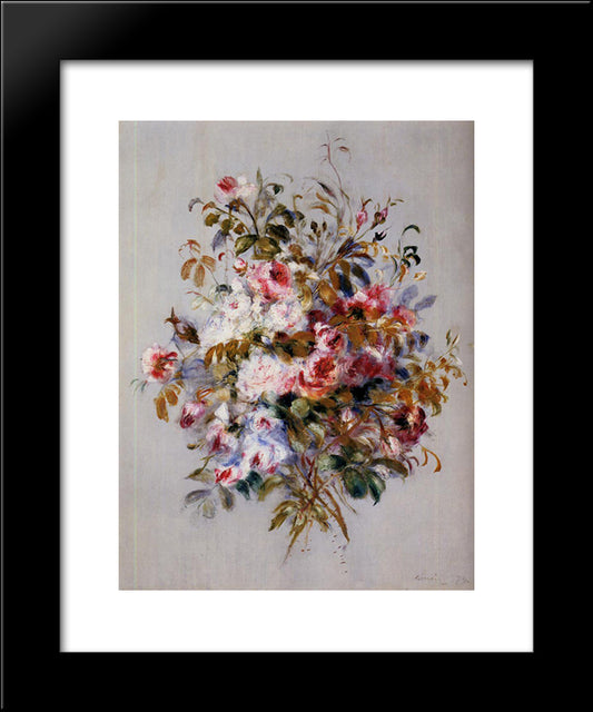 A Bouquet Of Roses 20x24 Black Modern Wood Framed Art Print Poster by Renoir, Pierre Auguste