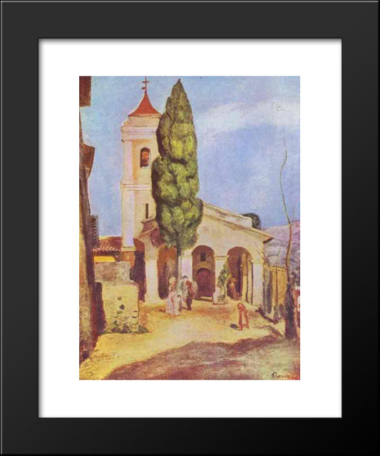 A Church At Cagnes 20x24 Black Modern Wood Framed Art Print Poster by Renoir, Pierre Auguste